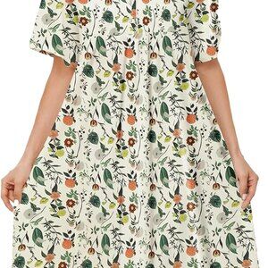 Women's Cotton House Dress with Pockets Short Sleeve Lounge Nightgown